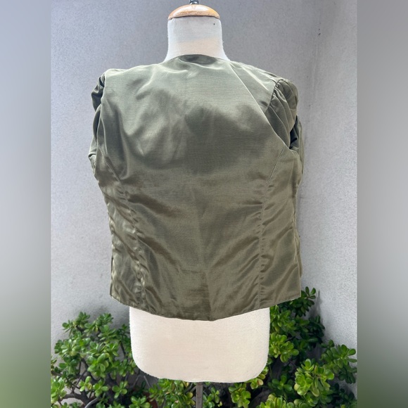 Vintage gorgeous Art to wear olive green jacket top silvers belt XS Terry & Toni - Picture 9 of 11